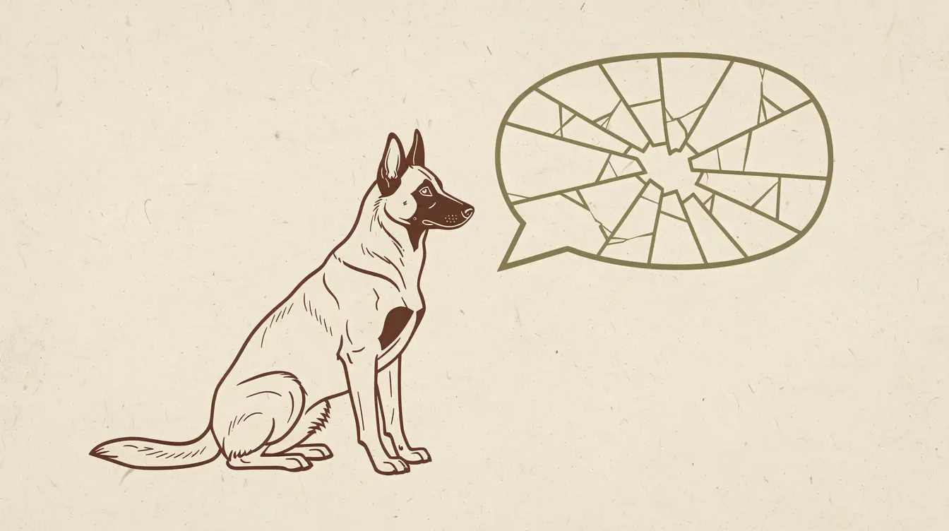 Illustration of a Belgian Malinois beside a cracked speech-bubble shape representing a busted myth